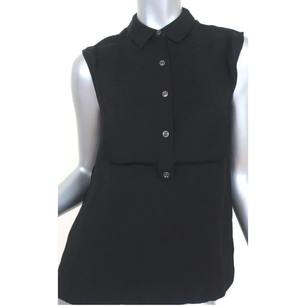 ATM Anthony Thomas Melillo Sleeveless Tuxedo Blouse , Black – Size XS